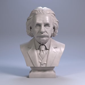 Albert Einstein – Bust Sculpture 3D Print Model STL File, Printable Bust