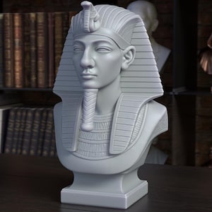 ツタンカーメン – 胸像彫刻 3Dプリントモデル STLファイル、印刷可能な胸像