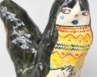 Sisters - Handbuilt & Handpainted Porcelain Sculpture