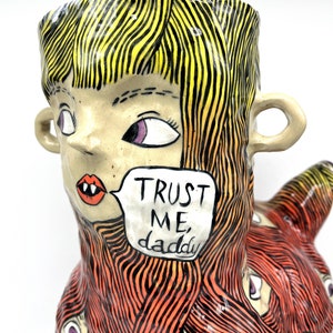 EYES EYES EYES Gremlin Handpainted Sculptural Ceramic Vessel image 6