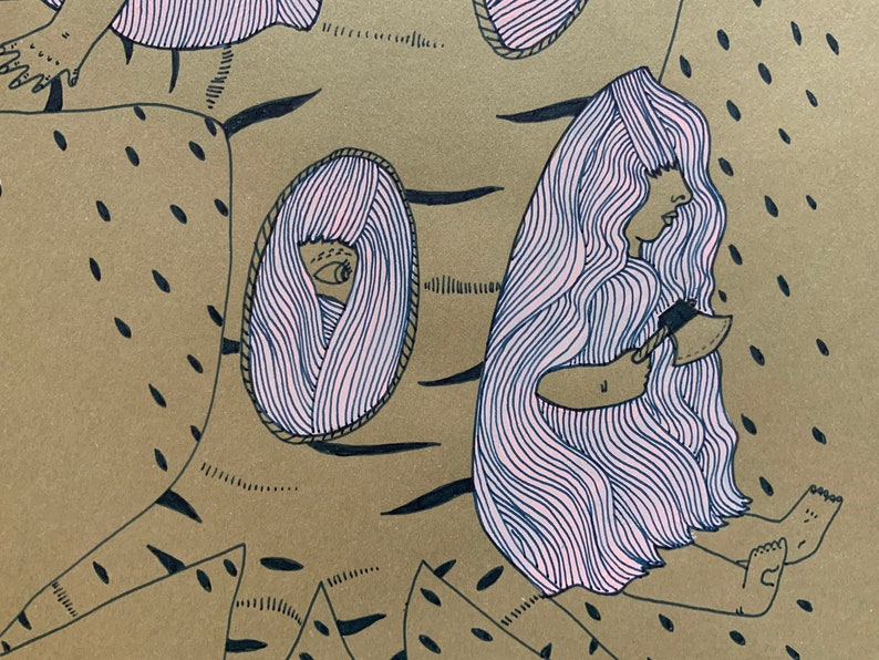original ink and gouache illustration on paper 8\u201dx11\u201d Bound Into