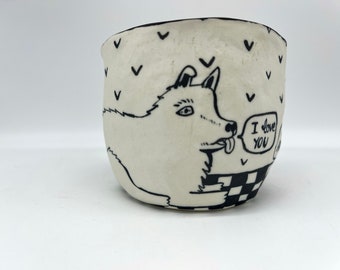 I Love You Ghost Dog Slipcast Porcelain Cup