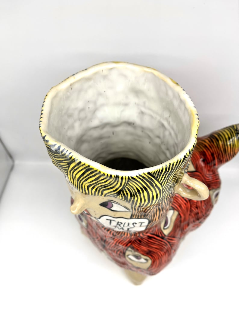 EYES EYES EYES Gremlin Handpainted Sculptural Ceramic Vessel image 3