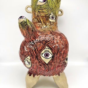 EYES EYES EYES Gremlin Handpainted Sculptural Ceramic Vessel image 4