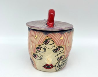 Don't Question, Just Vibe - Handpainted Lidded Mug