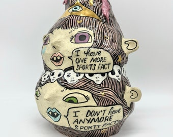 Ladies Love Sports Facts - Handbuilt & Handpainted Ceramic Vase with 22k Gold Luster Details