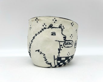 Growl Ghost Dog Slipcast Porcelain Cup