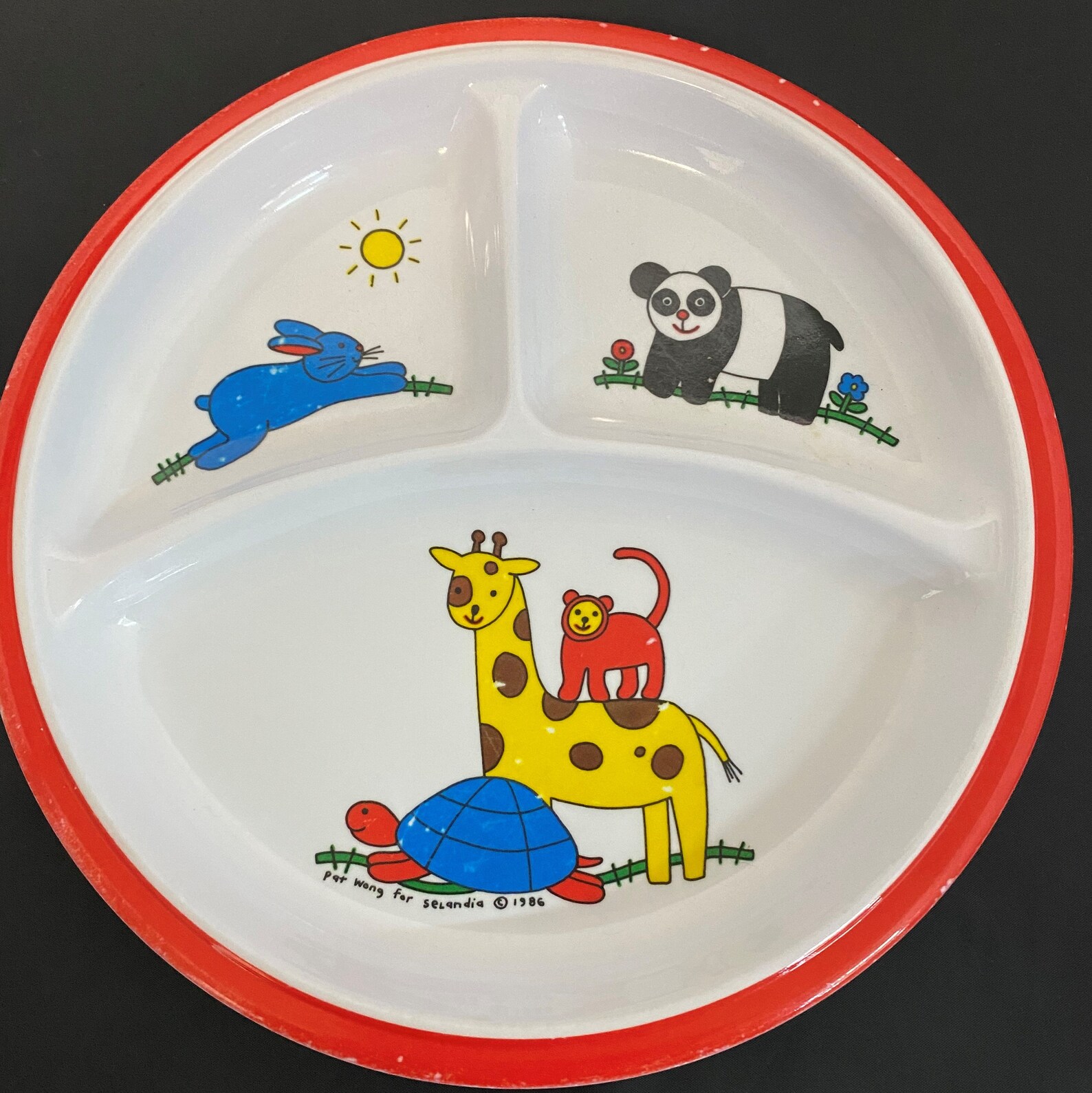 Three Cute Vintage Animal Kids' Plates Pat Wong for Etsy