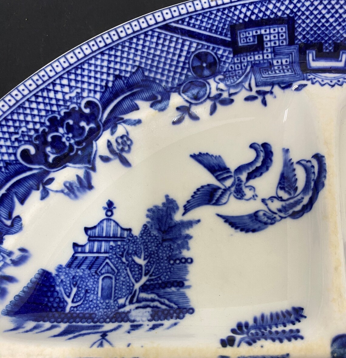 Vintage Blue Buffalo China Standard Grill Plate Divided Etsy