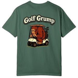 Golf Grump | Grumpy Sasquatch on Golf Cart T-Shirt | Golfing Bigfoot Illustration