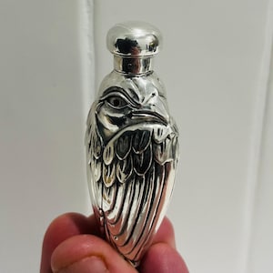 Vintage Silver Plated Owl Perfume Bottle with Ruby Eyes