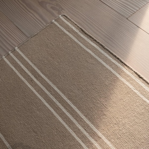 Handgewebter Wollteppich mit Linienmuster in Beige und Weiß - Dezenter geometrischer moderner Teppich für Schlafzimmer, Wohnzimmer, Eingangsbereich