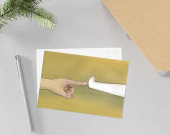 Cat Paw High Five Postcard, Cat Lover Gift