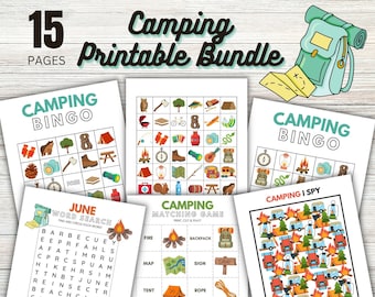 Camping Printable Activity Bundle - Camping Printable PDF - Instant Download
