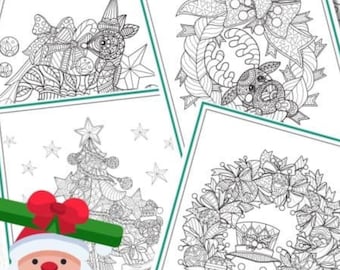 Weihnachten Malvorlagen: 6 festliche Designs (PDF Instant Download)