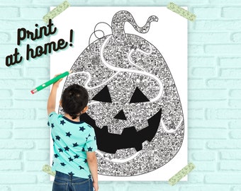 Riesen Halloween Kürbis Ausmalbild zum Ausmalen (PDF Download)