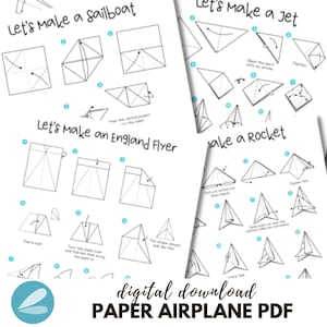 Paper Airplane Printable Pages - Paper Airplane PDF - Instant Download