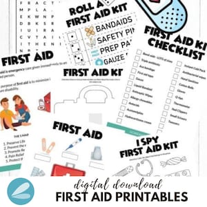 First Aid Printables PDF - First Aid Work Sheet PDF - Instant Download