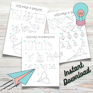 Paper Airplane Printable Pages - Paper Airplane PDF - Instant Download