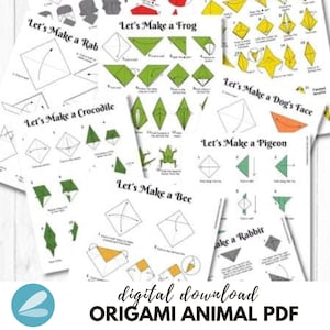 Afdrukbare pdf origami met dieren - origami-vouwpagina's met dieren - direct downloaden