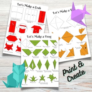 Afdrukbare pdf-ontwerpen origami dieren - pdf dieren origami - direct downloaden