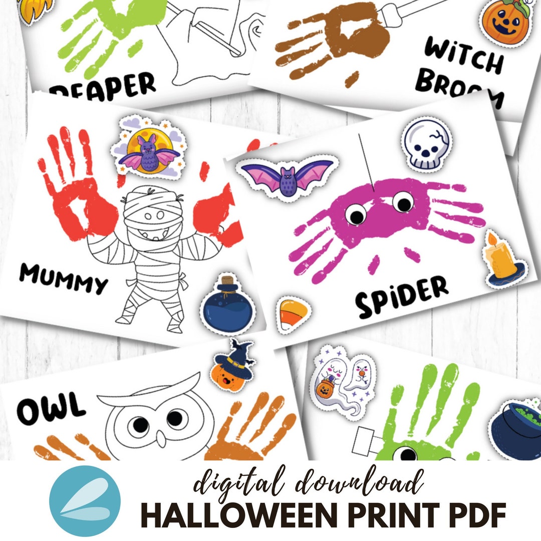 Halloween Printable Handprint Art Templates - Halloween Handprint ART ...