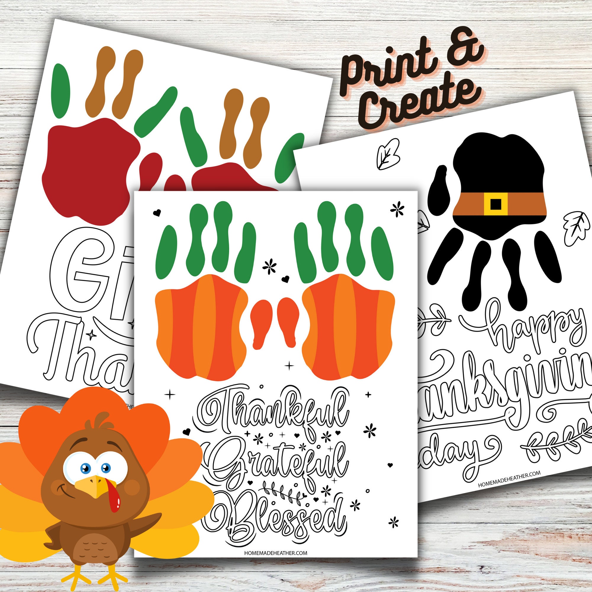 Thanksgiving Handprint Art Templates: Fun Kid's Activity (PDF Download ...