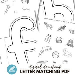 Alphabet Letter PDF Matching Printables - Alphabet Craft PDF - Instant Download