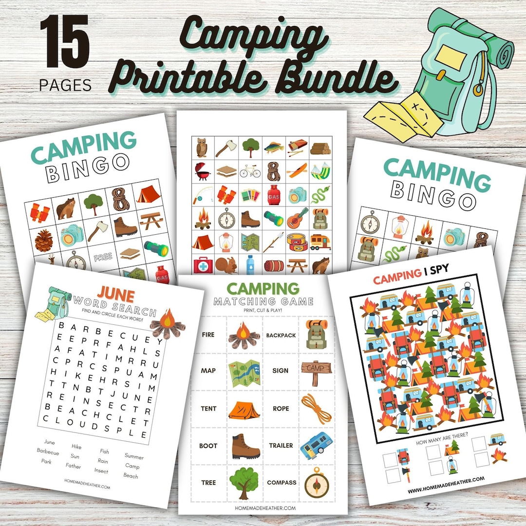 Camping Printable Activity Bundle - Camping Printable PDF - Instant ...