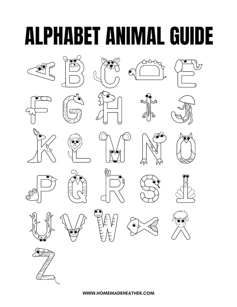 Alphabet Printable CRAFT Templates Alphabet Animal Craft PDF Etsy
