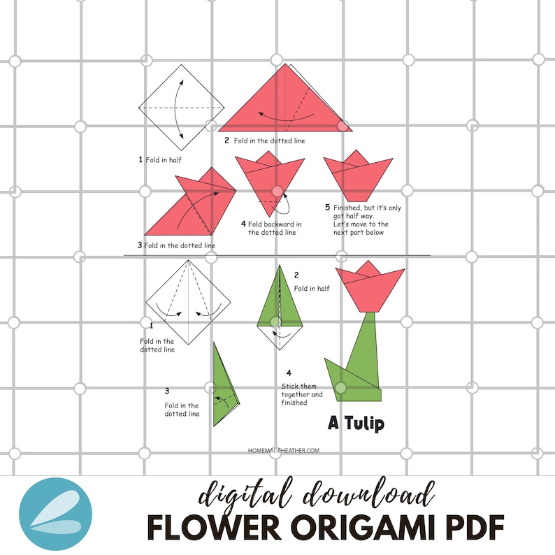 Origami Flower Folding Printable PDF Template Guide