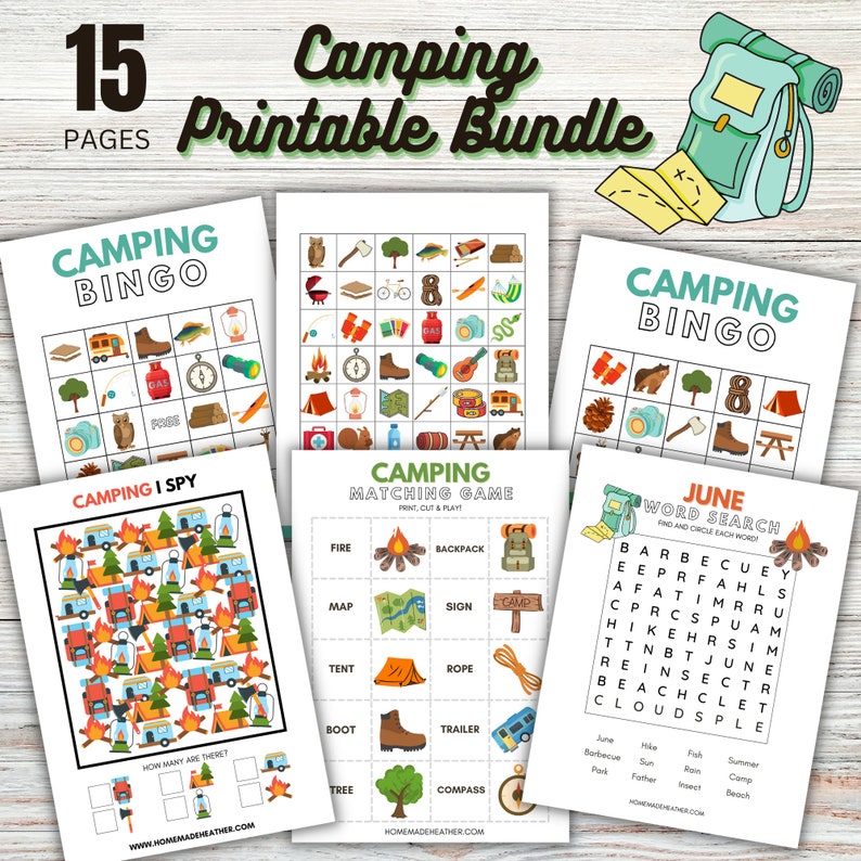 Camping Activity Bundle: Printable Games for Kids (PDF Download) - Etsy