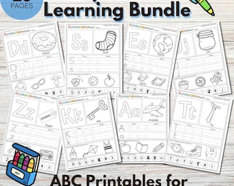 Alphabet lernen Printable Bundle - ABC Arbeitsblätter für Vorschule PDF - Instant Download