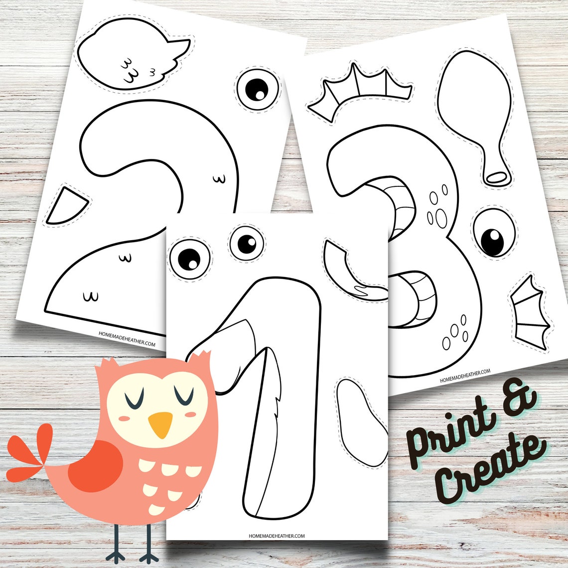 Number Printable CRAFT Templates Number Animal Craft PDF Instant Download - Etsy