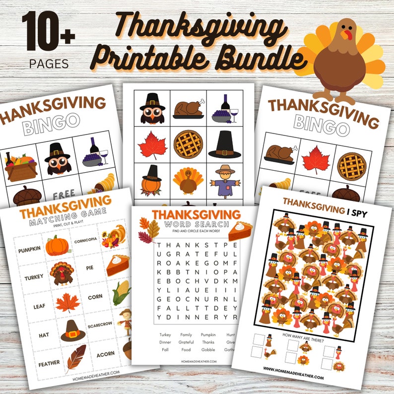 Thanksgiving Printable Activity Bundle Thanksgiving Printable PDF Instant Download image 2