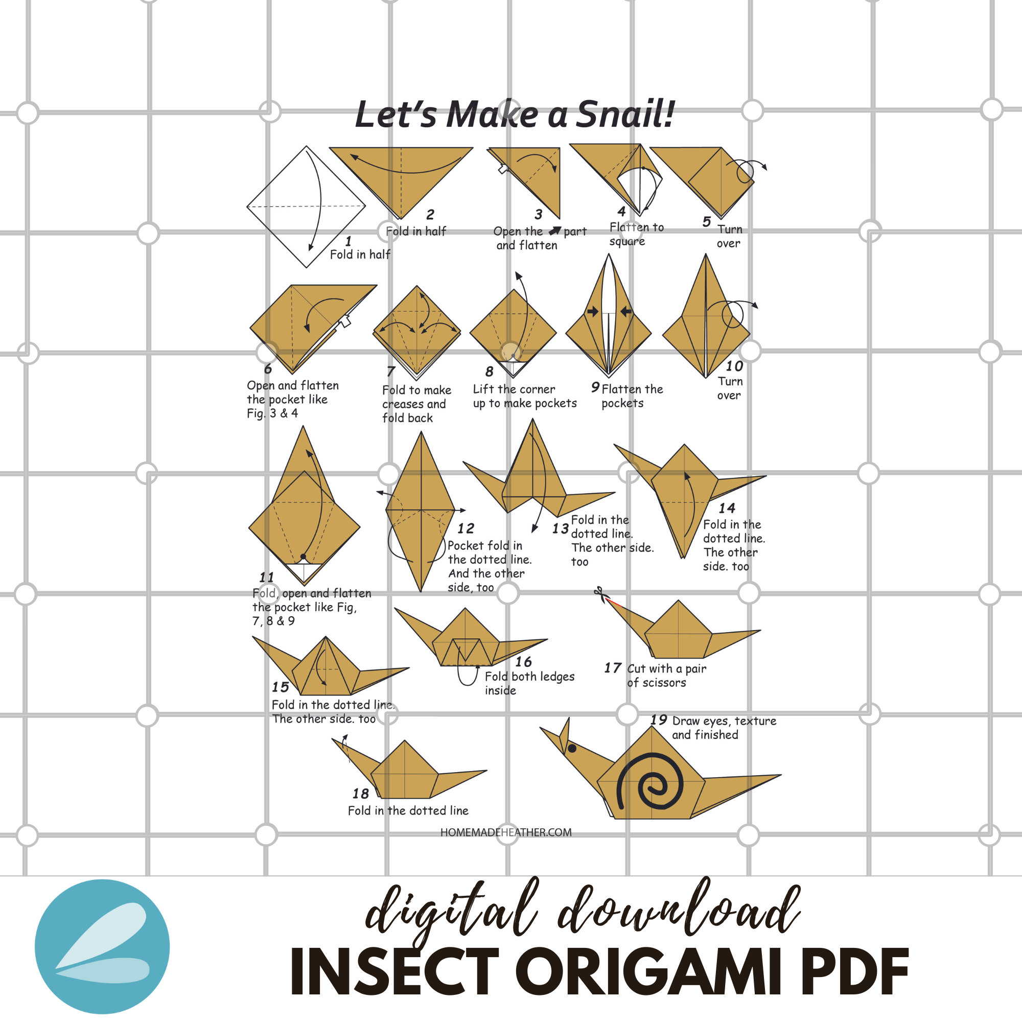 Origami Insect Printable Pages Insect Origami PDF Instant Download - Etsy