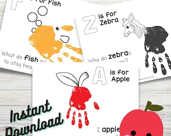 Alphabet druckbare Handabdruck Art Vorlagen - Alphabet Handabdruck ART PDF - Instant Download