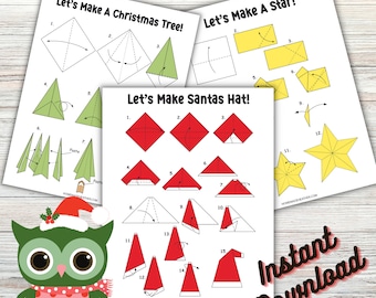 Weihnachts Origami druckbare Designs - Weihnachts Origami PDF - Instant Download