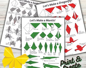Origami Insekt Falt-Anleitung: 9 druckbare Designs (PDF Download)