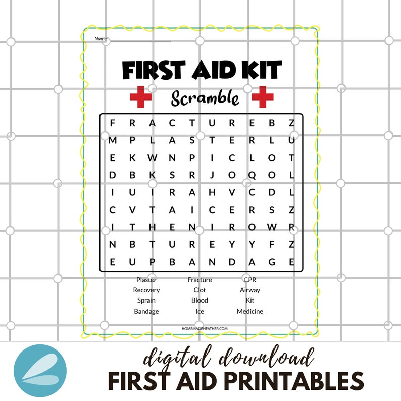 First Aid Printable Pages - First Aid Work Sheets PDF - Instant ...