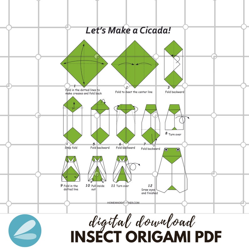 Origami Insect Folding Guide: 9 Printable Designs (PDF Download) - Etsy