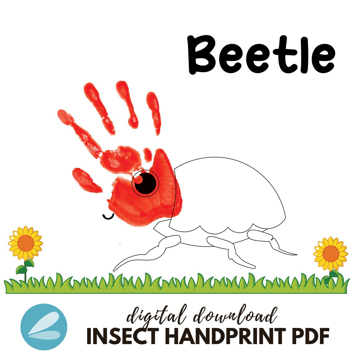 INSECT Printable Handprint Art Templates Bug Handprint ART PDF Instant