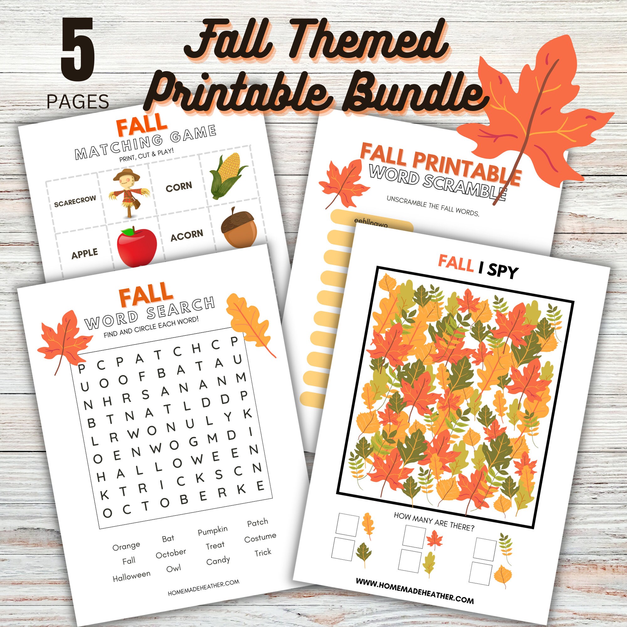 Fall Themed Printable Bundle - Fall Themed Bundle Printable PDF ...