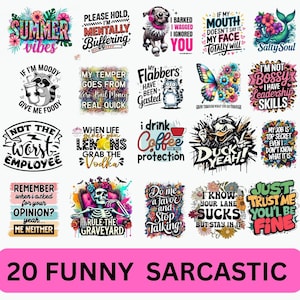 Funny Sarcastic PNG Quotes Bundle, Mom Life Shirt Print (Digital Download)