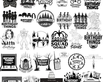 Pacote de imagens PNG com temas de aniversário, design de camiseta de feliz aniversário (download digital)