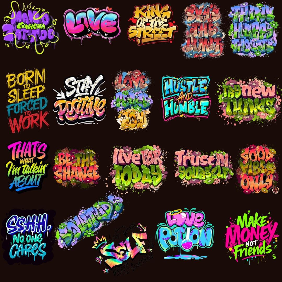 Graffiti PNG Design Bundle, Urban Street Art Graphics (digital Download ...