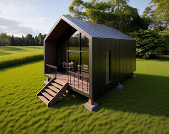 Nordic  House Plan | Tiny Cabin Layout 40sqm | Small Nordic  Home Design | Modern Cabin Floor Plan Digital Download