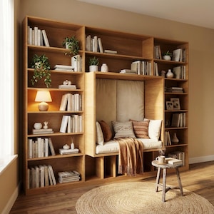 Planos de muebles de madera para hacer uno mismo / Rincón de lectura / Proyecto de carpintería en PDF / Descarga digital del plano