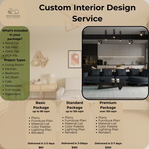 Custom Interior Design Service | 3D Render & Furniture Plan