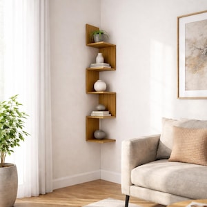 DIY Wooden Furniture Plans | Zig Zag Wall Shelf | Woodworking Project PDF | Digital Download Blueprint